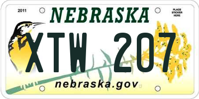 NE license plate XTW207