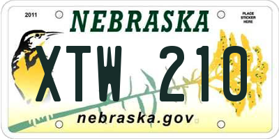 NE license plate XTW210