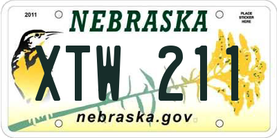 NE license plate XTW211