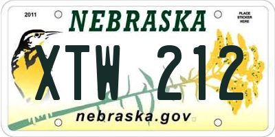 NE license plate XTW212