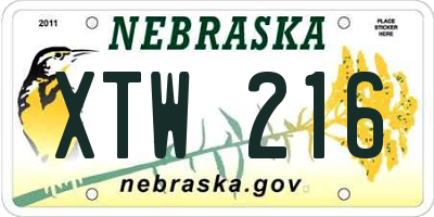 NE license plate XTW216