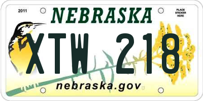 NE license plate XTW218