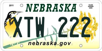 NE license plate XTW222