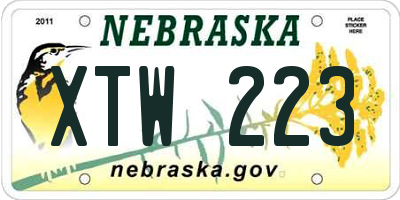 NE license plate XTW223