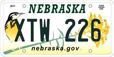NE license plate XTW226