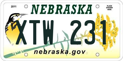 NE license plate XTW231