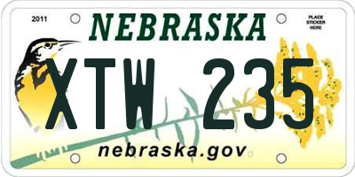 NE license plate XTW235