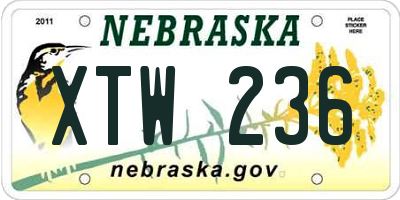 NE license plate XTW236