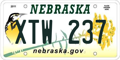 NE license plate XTW237