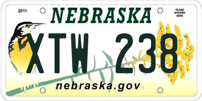 NE license plate XTW238
