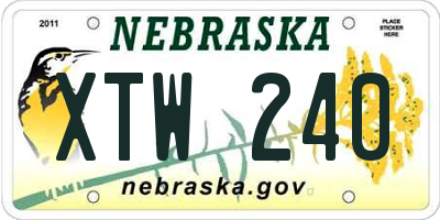 NE license plate XTW240