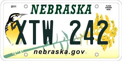 NE license plate XTW242