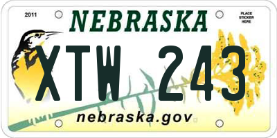 NE license plate XTW243