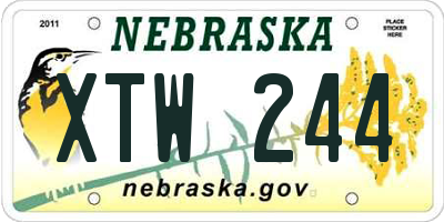 NE license plate XTW244