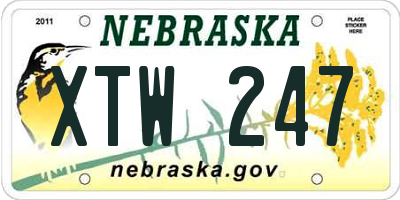 NE license plate XTW247