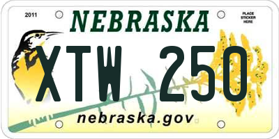 NE license plate XTW250