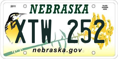 NE license plate XTW252