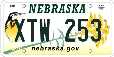 NE license plate XTW253
