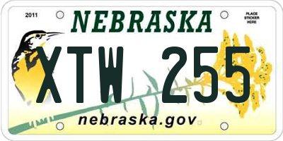 NE license plate XTW255