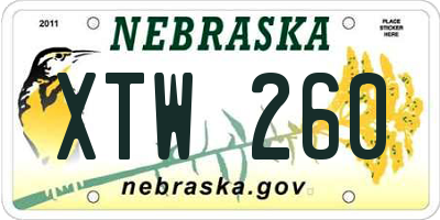 NE license plate XTW260