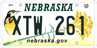 NE license plate XTW261