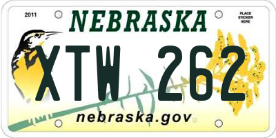 NE license plate XTW262