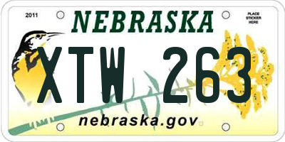 NE license plate XTW263