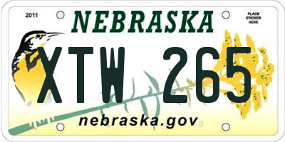 NE license plate XTW265