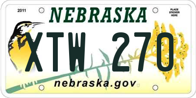 NE license plate XTW270