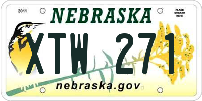 NE license plate XTW271