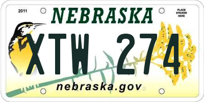 NE license plate XTW274