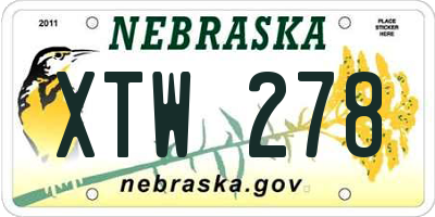 NE license plate XTW278