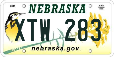 NE license plate XTW283