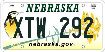 NE license plate XTW292