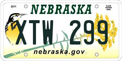 NE license plate XTW299