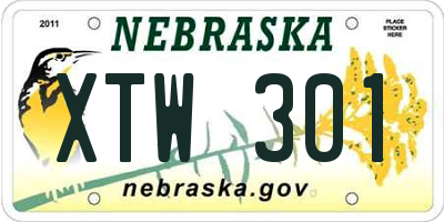 NE license plate XTW301