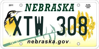 NE license plate XTW308