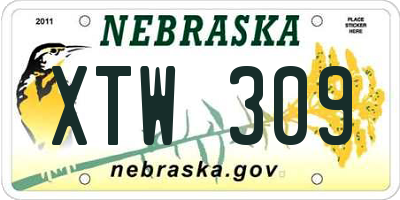 NE license plate XTW309