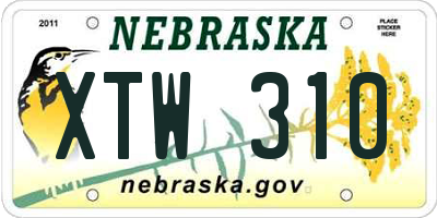 NE license plate XTW310