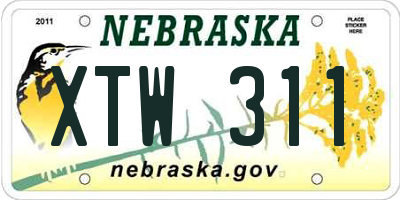 NE license plate XTW311