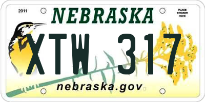 NE license plate XTW317