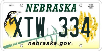 NE license plate XTW334