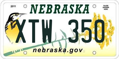 NE license plate XTW350