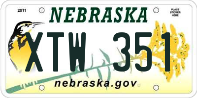 NE license plate XTW351