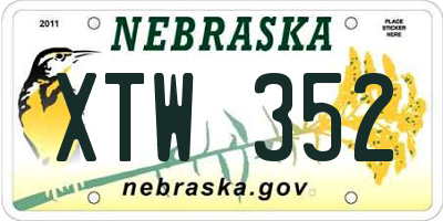 NE license plate XTW352