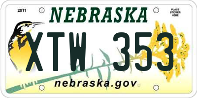 NE license plate XTW353