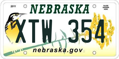 NE license plate XTW354
