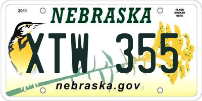 NE license plate XTW355
