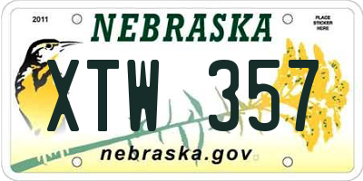 NE license plate XTW357
