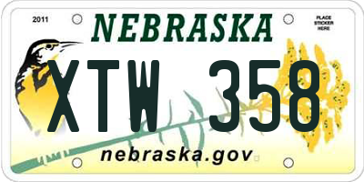 NE license plate XTW358